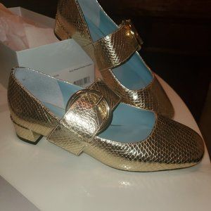 Frances Valentine Gold Embossed leather shoes